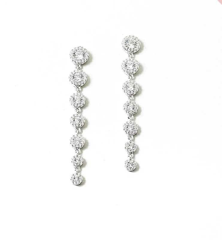 Bloom pattern earrings-Sandi Pave Round Drop Earrings