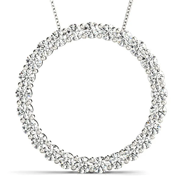 Strong chain necklaces-2.0 ctw Diamond Circle Necklace Pendant Shared Prong Set