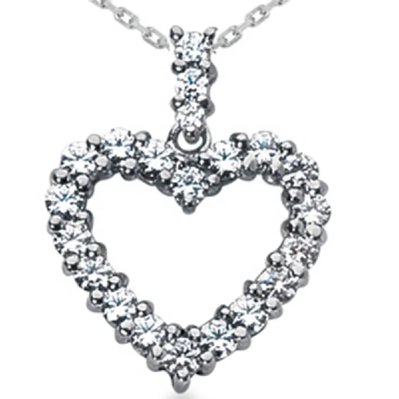 Swirl shape necklaces-2ct HUGE Diamond Heart Pendant 14K White Gold