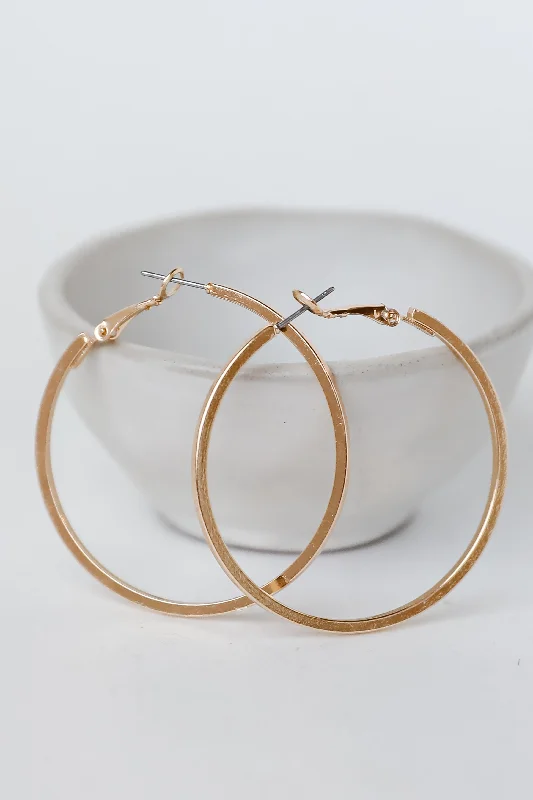 Flat badge earrings-FINAL SALE - Raven Gold Hoop Earrings