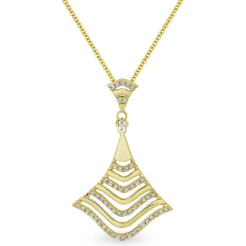 Bear charm necklaces-0.19Ct Diamond 16"pendant Necklace In 14K Yellow Gold