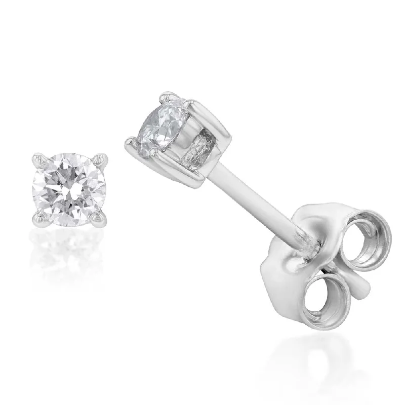 Bead row rings-Luminesce Lab Grown 9ct White Gold Diamond Solitiaire Classic 1/5 Carat Stud Earring