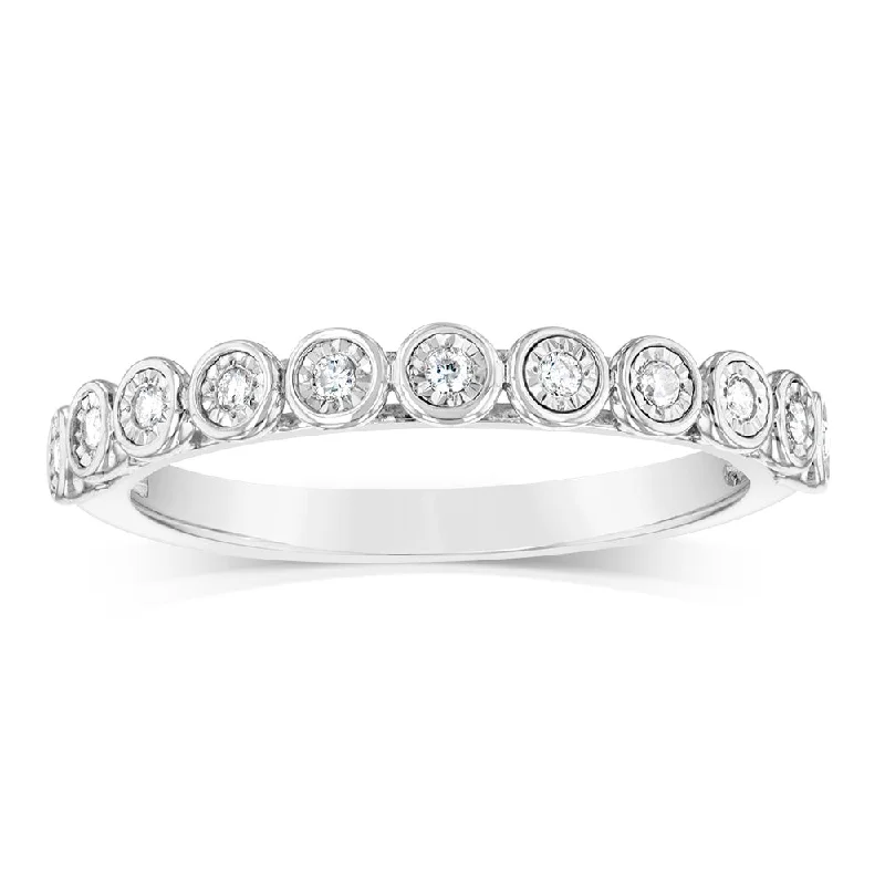 Pure dot rings-Sterling Silver Eternity Ring with 1/10 Carat Natural Diamonds