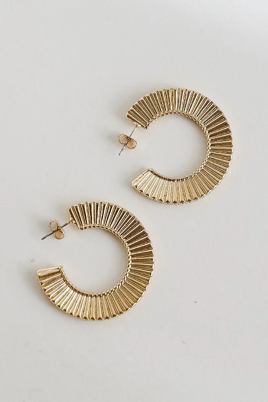 Slim pearl earrings-FINAL SALE - Lilly Gold Statement Hoop Earrings