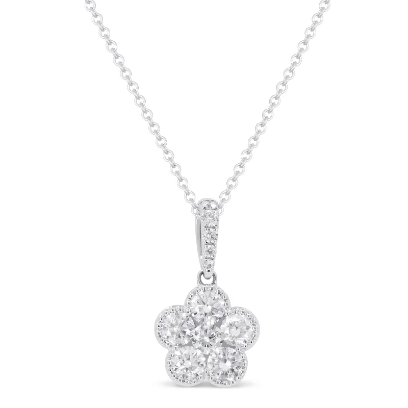 Fine thread necklaces-0.63Ct Diamond 16"pendant Necklace In 14K White Gold