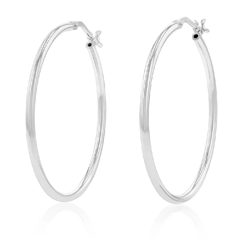 Cool wood rings-Sterling Silver Plain 30mm Hoop Earring