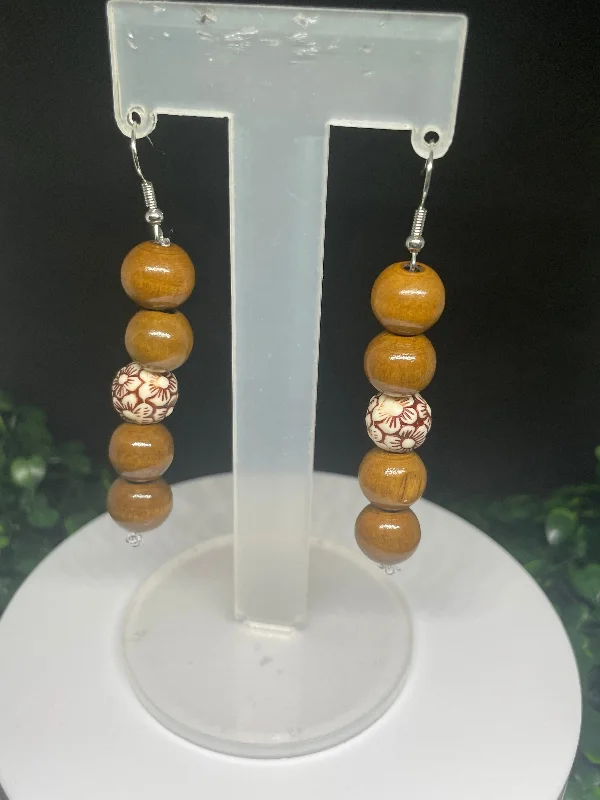 Plaited cord earrings-Wood earrings