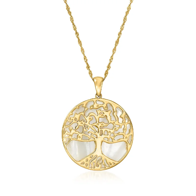 Bear charm necklaces-Ross-Simons Amazonite Tree Of Life Pendant Necklace in 14kt Yellow Gold