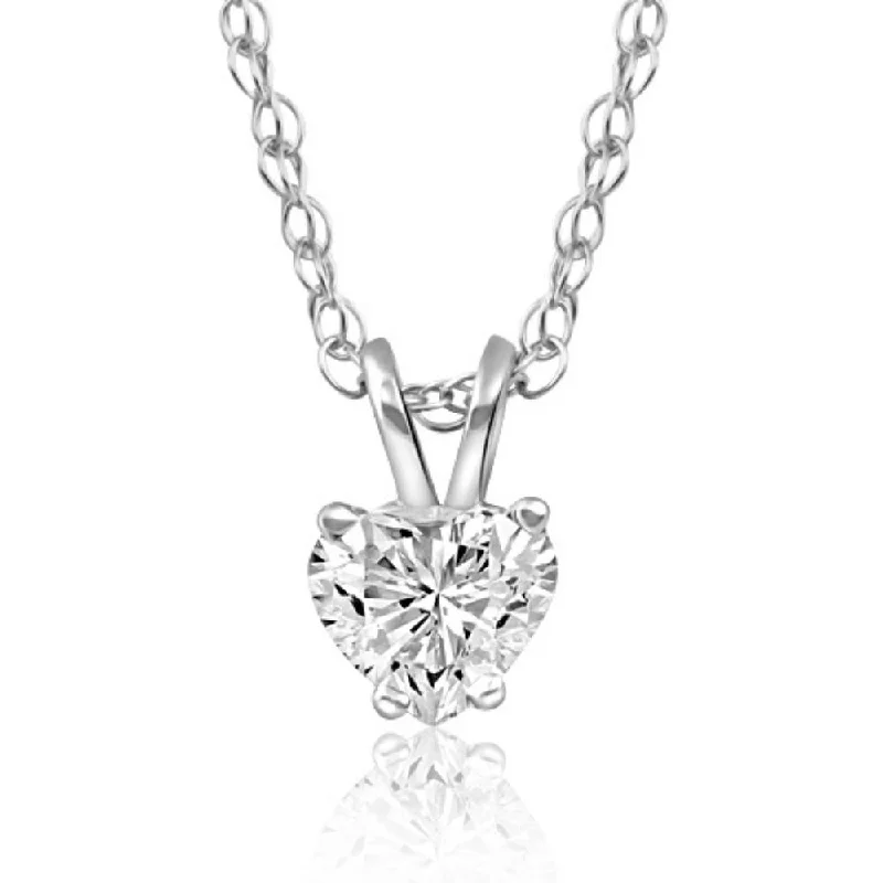 Peace eye necklaces-1/2 Ct Heart shape Diamond Solitaire Necklace 14k Pendant Lab Grown