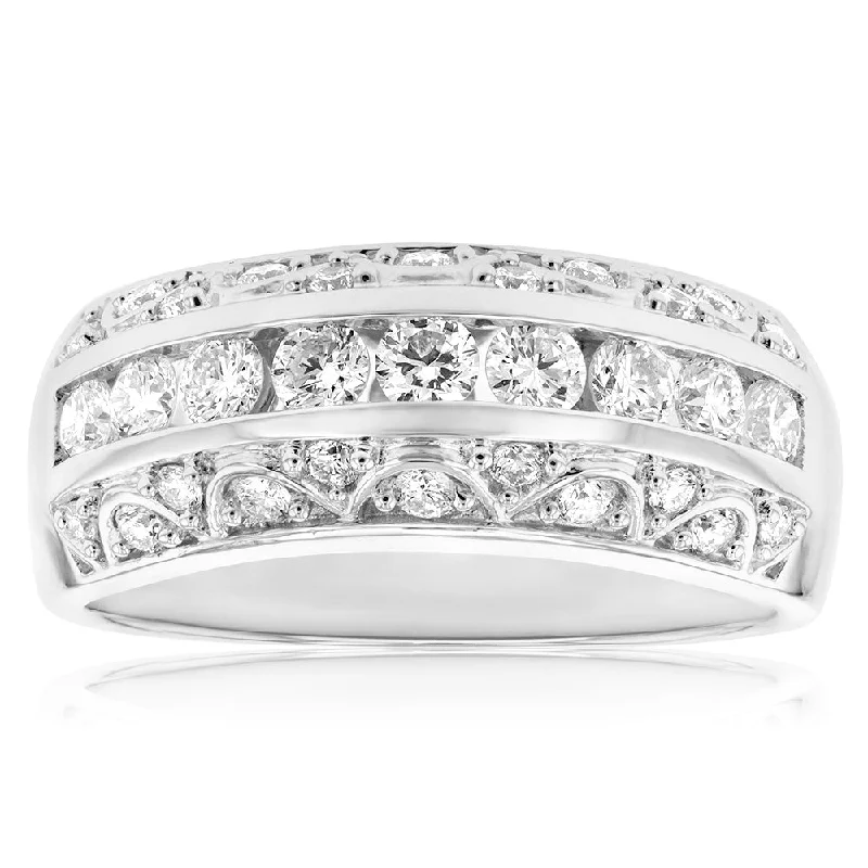 Slim wing rings-Luminesce Lab Grown 1 Carat Diamond Dress Ring in Sterling Silver