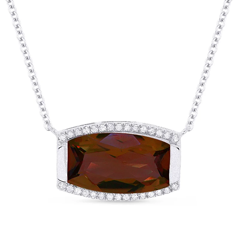 Fluid design necklaces-3.47Ct Garnet 18"necklacein 14K White Gold