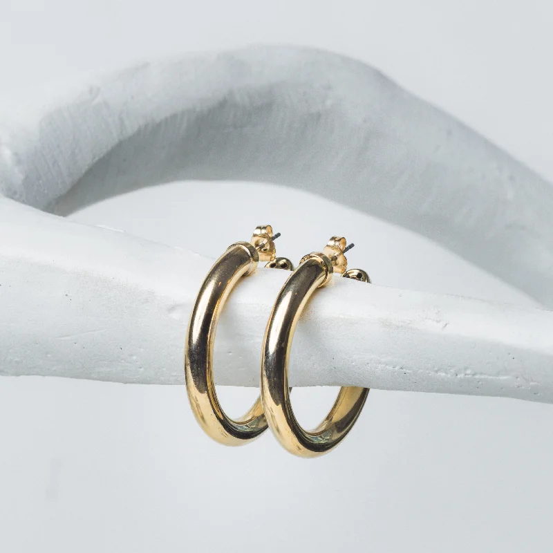 Swirl shape earrings-MONICA GOLD TUBE HOOPS