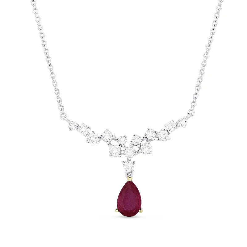 Joy charm necklaces-0.43Ct Ruby Necklace In 14K White Gold