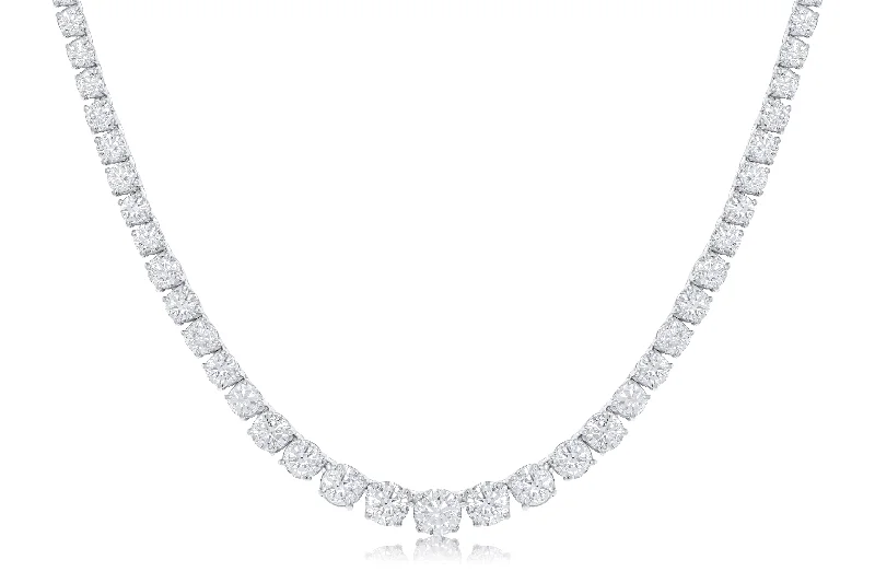 Bright crystal necklaces-15Ct Tw 16.5" Grad Neck In 14K White Gold