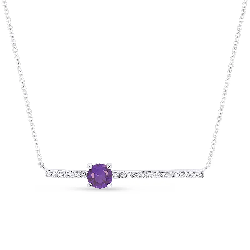 Star charm necklaces-0.24Ct Amethyst Necklace In 14K White Gold