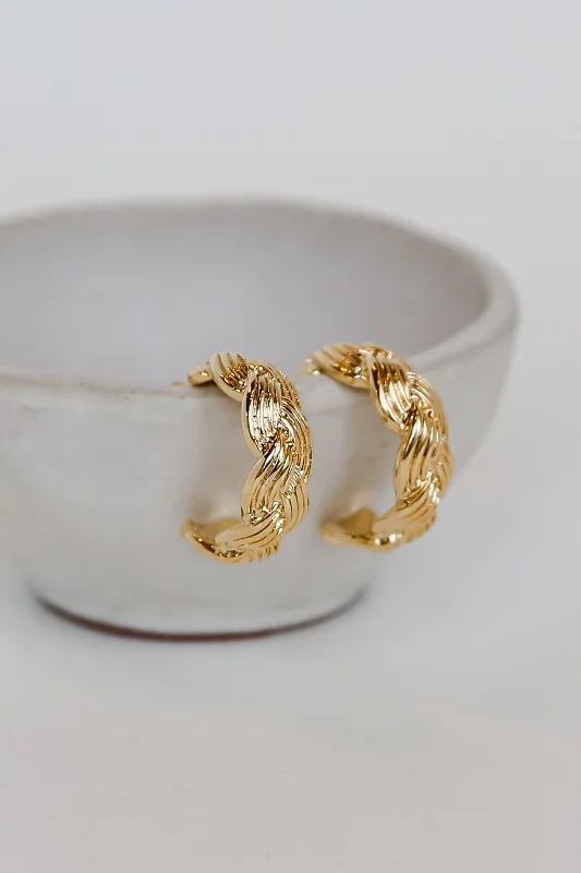 Thin hoop earrings-Isabelle Gold Braided Hoop Earrings