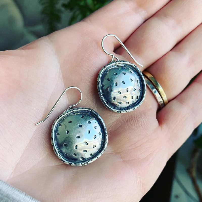 Worn flair earrings-Framed Sterling Silver Earrings