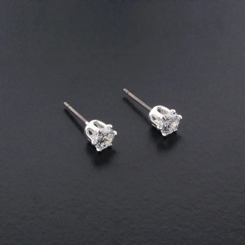 Smooth disc earrings-5mm CZ Stud Earrings