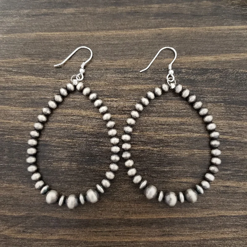 Thin clay earrings-Sterling Silver Navajo Pearl Hoop Dangle Earrings