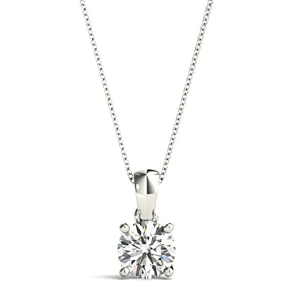 Ten-strand necklaces-Trellis Setting Round Diamond Solitaire Necklace Pendant