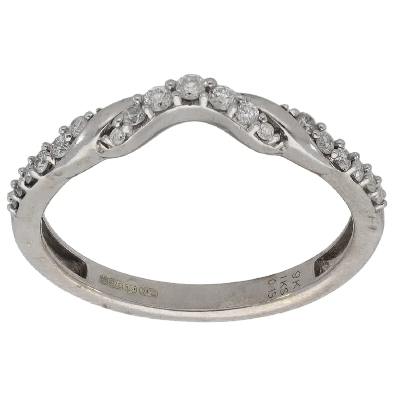 Soft open rings-9ct White Gold 0.15ct Diamond Half Eternity Ring Size L