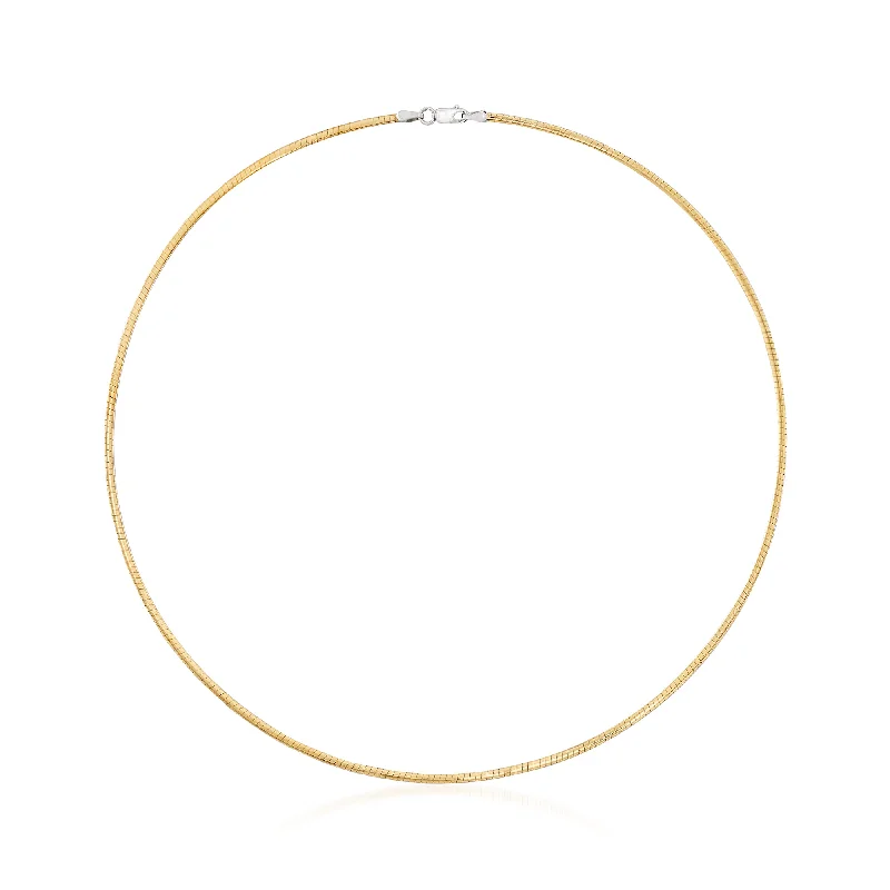 Thick weave necklaces-Ross-Simons Italian 2mm Reversible Omega Necklace in Sterling Silver and 18kt Gold Over Sterling