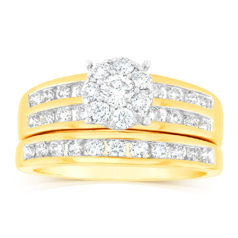 Jade gem rings-9ct Yellow Gold 3/4 Carat Diamond Bridal Ring Set