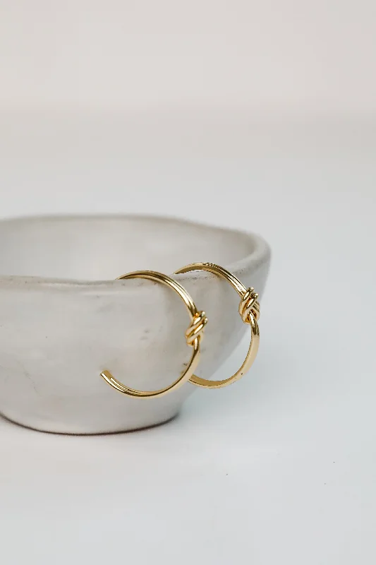 Smooth disc earrings-Kayla Gold Knot Hoop Earrings