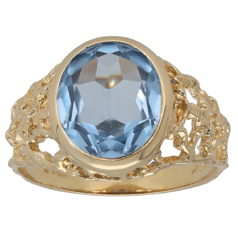 Bright star rings-9ct Gold Imitation Gem Single Stone Ring Size P