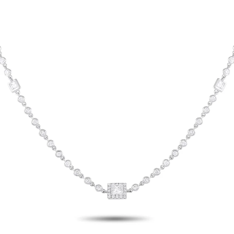 Edwardian style necklaces-LB Exclusive 18K White Gold 4.50ct Diamond Necklace ANK-19773