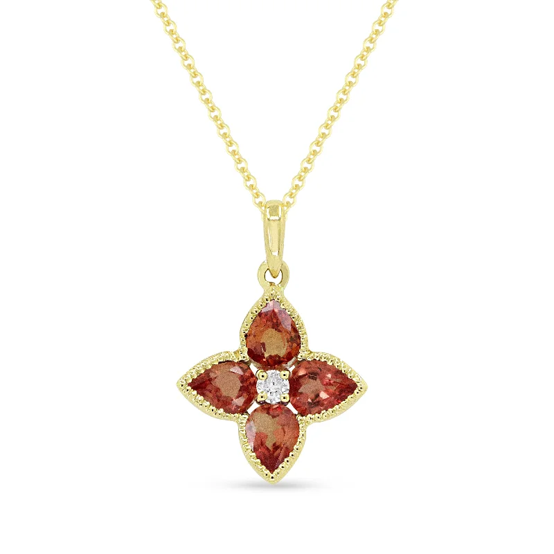 Thick bar necklaces-0.94Ct Padparadscha 16"pendant Necklace In 14K Yellow Gold