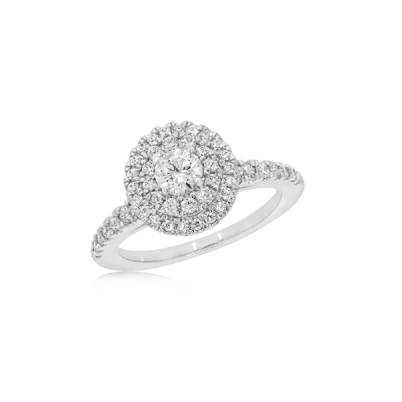 Edwardian style rings-9ct White Gold 1 Carat Diamond Halo Ring