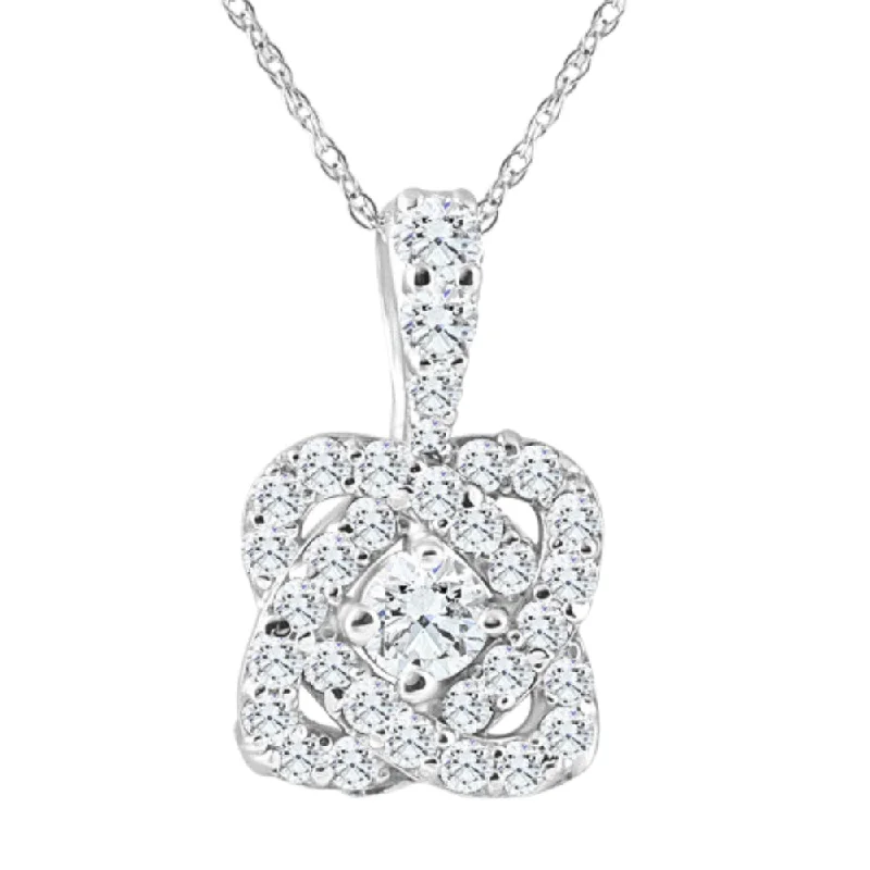 Worn style necklaces-3/4ct Diamond Infinity Intertwined Love Pendant 14K White Gold Necklace