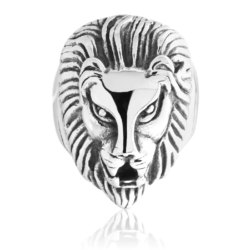 Worn lock rings-Stainless Steel Lion Head Gents Ring