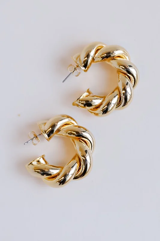 Swirl design earrings-Lilly Gold Twisted Hoop Earrings