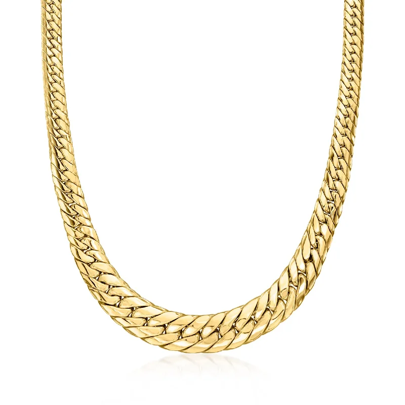 Cool wood necklaces-Ross-Simons 18kt Gold Over Sterling Graduated Cuban-Link Necklace