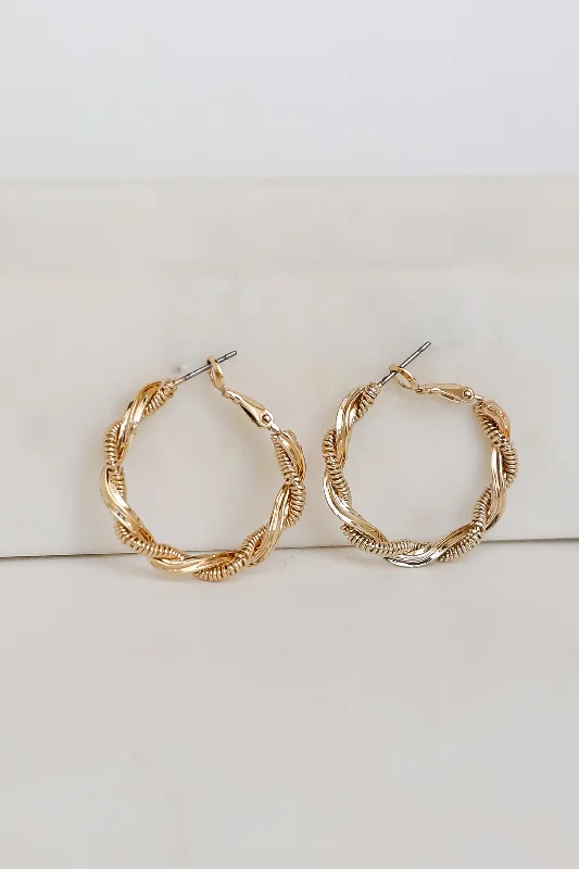 Gatsby earrings-Mariana Gold Twisted Hoop Earrings