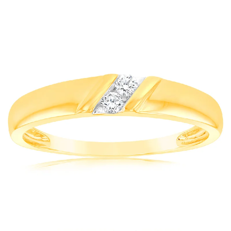 Worn flair rings-Luminesce Lab Grown Gold Plate Sterling Silver 1/10 Carat Diamond Gents Ring