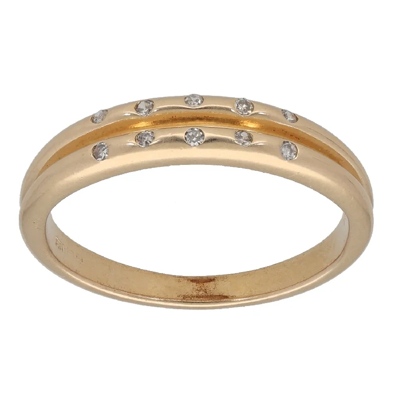 Bead row rings-9ct Gold 0.05ct Diamond Half Eternity Ring Size P