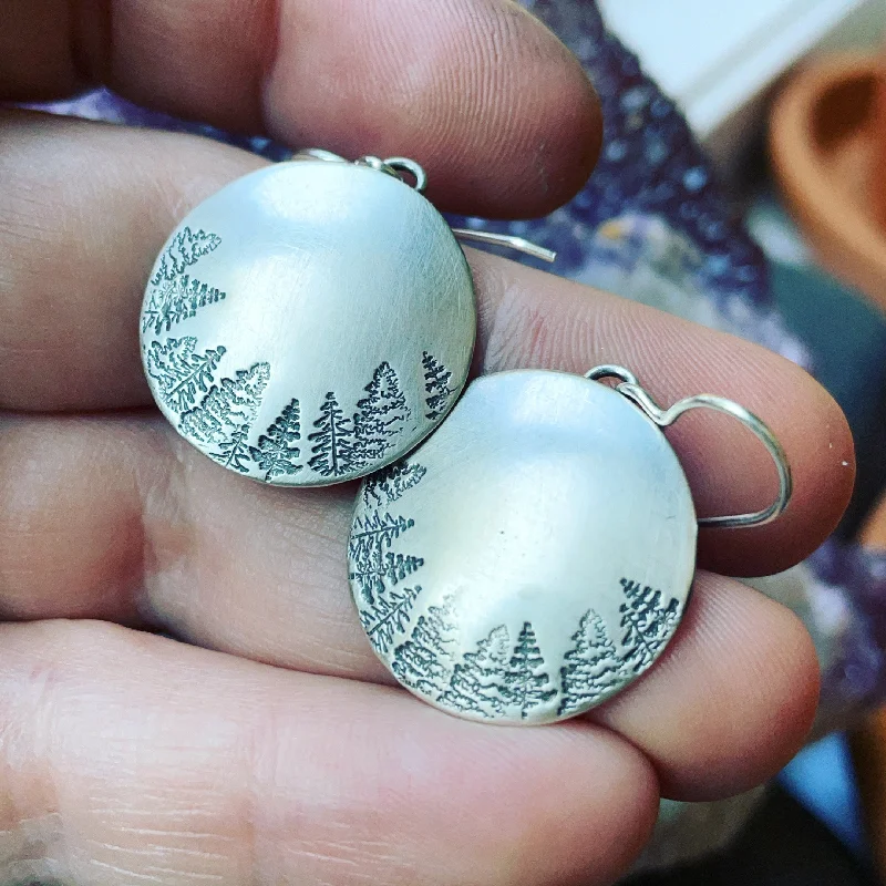 Bloom pattern earrings-Tree Silhouette Sterling Silver Earrings