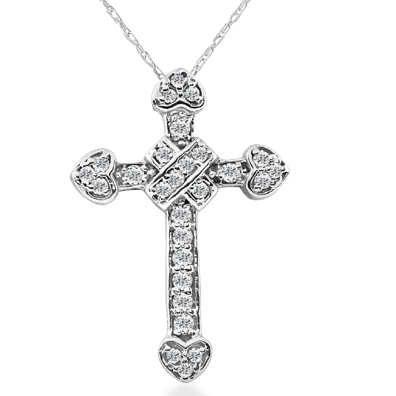 Half crescent necklaces-1/2ct Fancy Unique Diamond Cross Pendant 14K White Gold