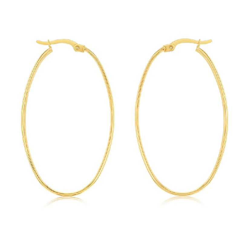 Crow design rings-9ct Yellow Gold Silverfilled Plain  Oval Hoop Earring