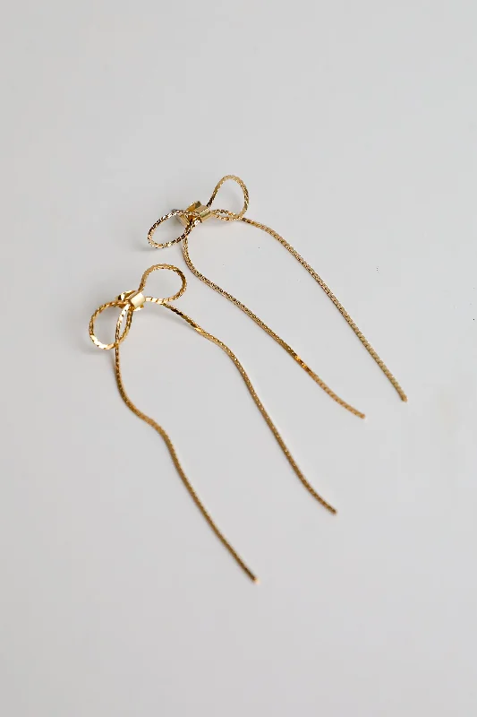 Jade stone earrings-Harlow Gold Bow Earrings