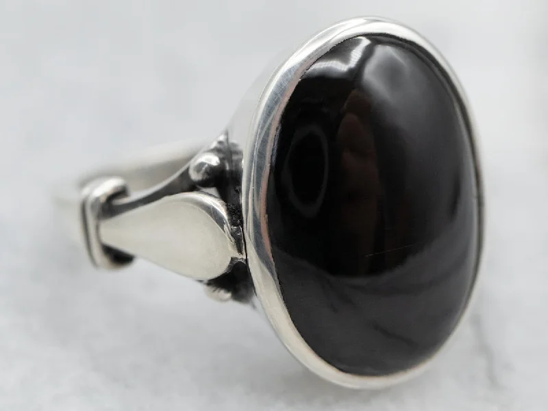 Flat stone rings-Sterling Silver Cat's Eye Sillimanite Ring