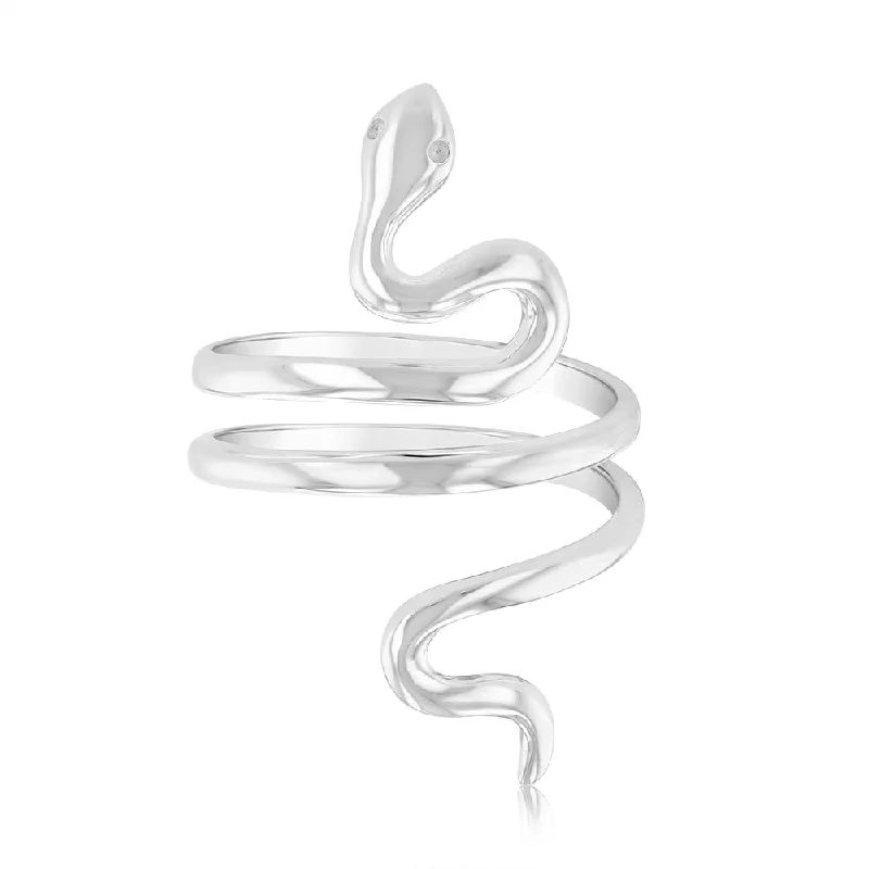 Ruby solitaire rings-Sterling Silver Spiral Snake Ring