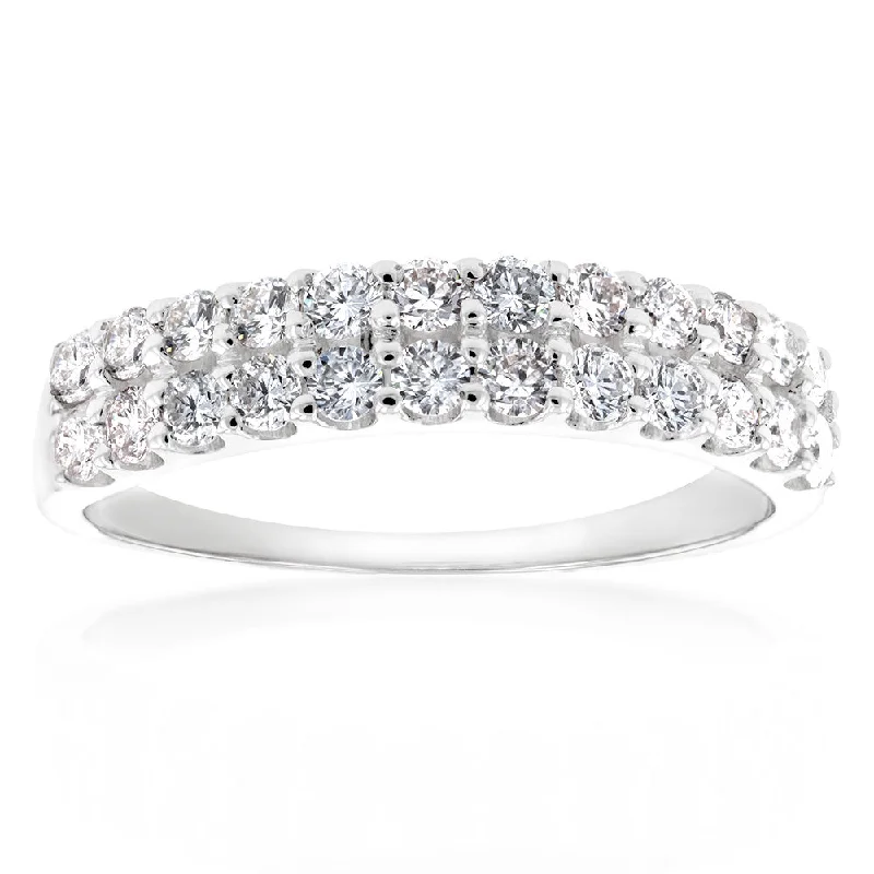 Layered metal rings-Luminesce 1 Carat Lab Grown Diamond Dress Ring in 9ct White Gold