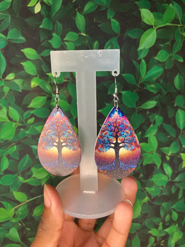 Wide tier earrings-Night tree earring