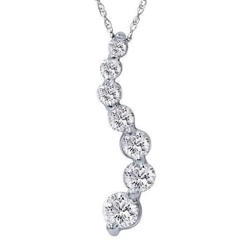 Fine art necklaces-2ct Lab Grown Diamond Journey Diamond Pendant 14k White Gold