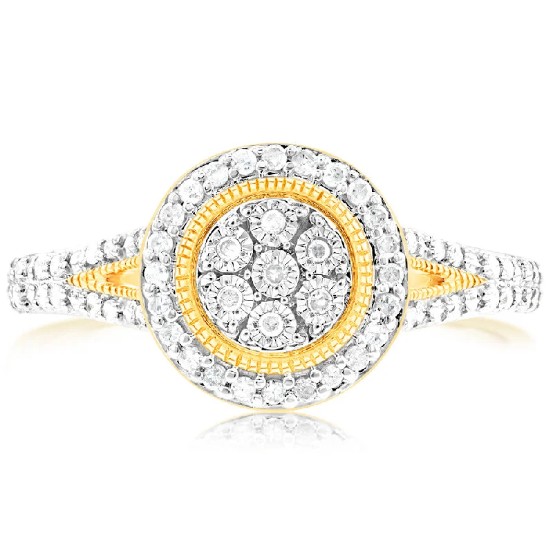 Flat stone rings-9ct Yellow Gold 1/4 Carat Diamond Dress Ring