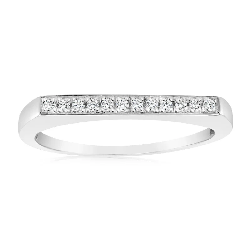 Thin frame rings-Sterling Silver Fancy Zirconia Channel Ring